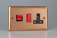 Varilight 45A Cooker Panel with 13A Double Pole Switched Socket Outlet Copper (XY45PB.CU)