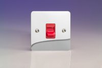 Varilight 45A Cooker Switch (Single Plate, Red Rocker) Chrome (XFC45S)