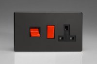 Varilight 45A Cooker Panel with 13A Double Pole Switched Socket Outlet Black(XDL45PBS)