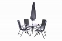 Rio 4 Seater Recliner Dining Set - Includes Parasol