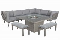 Mayfair Corner Lounging Set with Firepit ? Grey