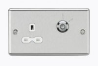 Knightsbridge 13A 1G DP Lockable socket - Brushed Chrome with white insert - (CL9LOCKBCW)