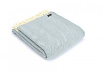 Fishbone Throw 100% Pure New Wool Duck Egg Blue