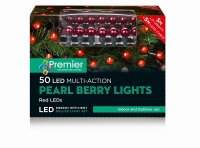 Premier Decorations Pearl Berry Multi-Action Lights 50 LED - Red