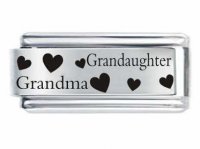 Superlink Granddaughter &amp; Grandma Hearts ETCHED Italian Charm