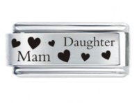 Superlink Mam & Daughter Hearts ETCHED Italian Charm