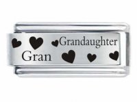Superlink Granddaughter &amp; Gran Hearts ETCHED Italian Charm