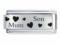 Superlink Mum & Son Hearts ETCHED Italian Charm