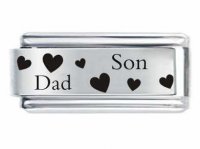 Superlink Dad &  Son Hearts ETCHED Italian Charm