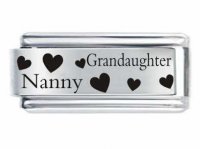 Superlink Granddaughter &amp; Nanny Hearts ETCHED Italian Charm