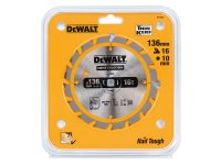 DeWalt Cordless Construction Trim Saw Blade 136 x 10mm x 16T