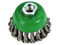 Faithfull Wire Cup Brush Twist Knot 65mm M14x2 0.50mm Stainless Steel Wire