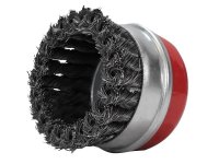 Faithfull Wire Cup Brush Twist Knot 80mm M14x2 0.50mm Steel Wire