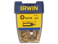 Irwin Screwdriver Bits Pozidriv PZ3 25mm Titanium (Pack 10)