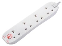 Masterplug Extension Lead 240V 4-Gang 13A White Surge Protected 2m
