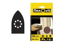Flexovit Detail Hook & Loop Sanding Sheets 105x175mm Fine 120G (Pack 6)