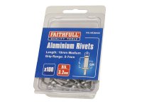 Faithfull Aluminium Rivets 3.2 x 10mm Medium (Pack of 100)