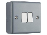 Masterplug Metal Clad 2-Gang 2-Way Light Switch