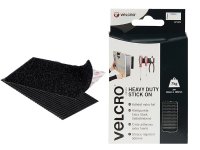 Velcro® Brand Heavy-Duty Stick On Strips (Pack of 2) 50 x 100mm Black