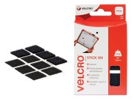 Velcro® Brand Stick On Squares 25mm Black (Pack of 24)