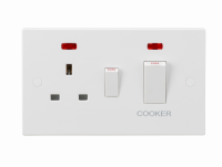 Knightsbridge 45A DP Cooker Switch and 13A Socket with Neons (White Rocker) (SN8332NW)