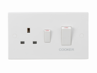 Knightsbridge 45A DP Cooker Switch and 13A Socket (White Rocker) (SN8333W)