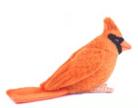 Soft Toy Bird, Orange Cardinal by Hansa (9cm.L) 5518