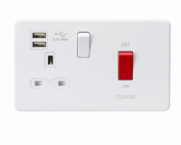 Knightsbridge 45A DP Switch & 13A Switched Socket with Dual USB Charger 2.4A - Matt White (SFR8333UMW)