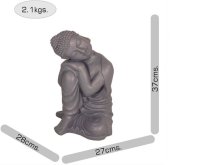 BUDDHA Crouching 37cm Grey Shimmer