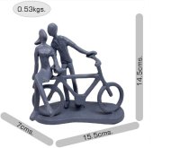 COUPLE WITH BICYCLE Elur Iron Figurine 14cm Grey Shimmer