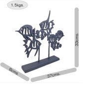 ANGEL FISH SHOAL Elur Iron Ornament 33cm Grey Shimmer