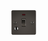 Knightsbridge Flat Plate 20A 1G DP switch with neon & flex outlet - gunmetal - (FP8341FGM)