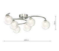 Nakita 6 Light Semi Flush Polished Chrome With Clear/Opal Glass