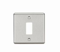 Knightsbridge 1G Grid Faceplate - Rounded Edge Brushed Chrome - (GDCL1BC)