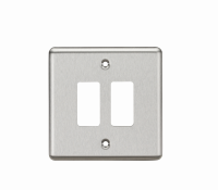 Knightsbridge 2G Grid Faceplate - Rounded Edge Brushed Chrome - (GDCL2BC)