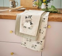 Cooksmart Highland Sheep 3 Pack Tea Towels