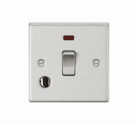 Knightsbridge 20A 1G DP Switch with Neon & Flex Outlet - Square Edge Brushed Chrome - (CS834FBC)