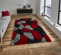 Think Rugs Noble House NH5858 Grey/Red - Various Sizes