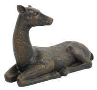 Solstice Sculptures Deer Lying Large 36cm in Dark Verdigris