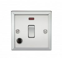 Knightsbridge 20A 1G DP Switch with Neon & Flex Outlet - Bevelled Edge Polished Chrome - (CV834FPC)