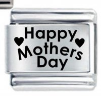 Happy Mothers Day Hearts ETCHED Italian Charm by Daisy Charm