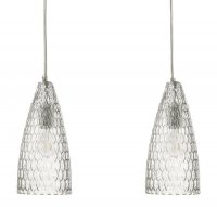 Dar Zuka 3 Light Bar Pendant Polished Chrome & Textured Glass