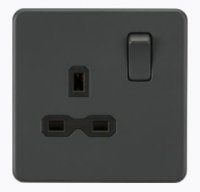 Knightsbridge Screwless 13A 1G DP switched socket - Anthracite - (SFR7000AT)