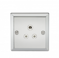 Knightsbridge 5A Unswitched Socket with White Insert - Bevelled Edge Polished Chrome - (CV5APCW)