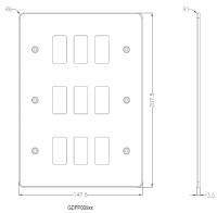 Knightsbridge Flat plate 9G grid faceplate - brushed chrome - (GDFP009BC)