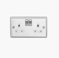 Knightsbridge 13A 2G DP Switched Socket with White Insert - Rounded Edge Polished Chrome - (CL9PCW)
