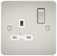 Knightsbridge Flat plate 13A 1G DP switched socket - pearl with white insert (FPR7000PLW)