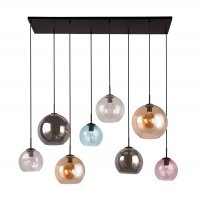 Searchlight Mardi Gras Ii 8Lt Bar Pendant Matt Black  W Multi Colour Glass