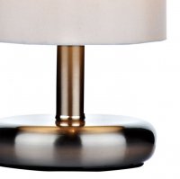 Dar Tico Touch Table Lamp Satin Chrome with Ivory Shade