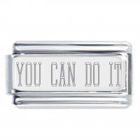 YOU CAN Silver Plate Engraved Superlink Inspirational Motivational Bracelet Charm